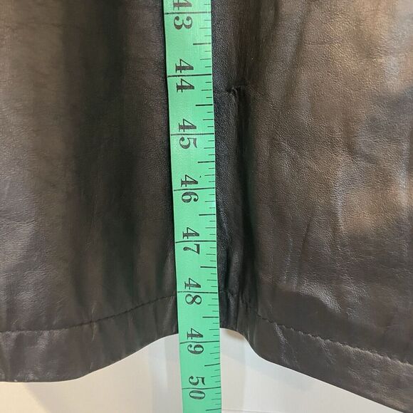 Vintage Global Identity G-III Sz Medium Women’s Black Leather Long Trench Coat - Picture 3 of 13